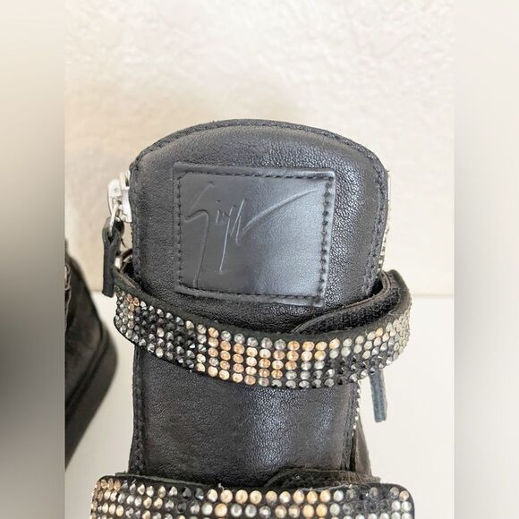 Giuseppe Zanotti Limited Edition High top crystal studded black leather Sneakers - Picture 7 of 17
